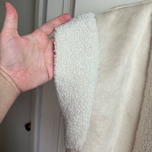 FRYE SND CO. Cream/Tanish Sherpa Sleeveless Open Front Women’s Vest  XL Pockets - Picture 6 of 14